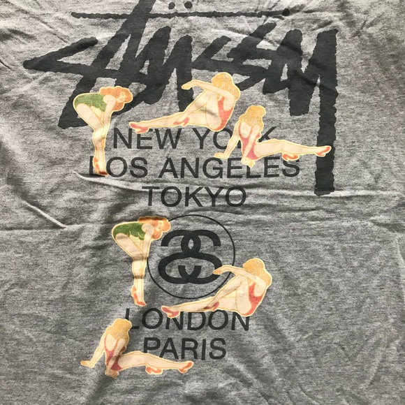 STUSSY TEE SHIRT VINTAGE SHORT SLEEVE GREY - Picture 2 of 6